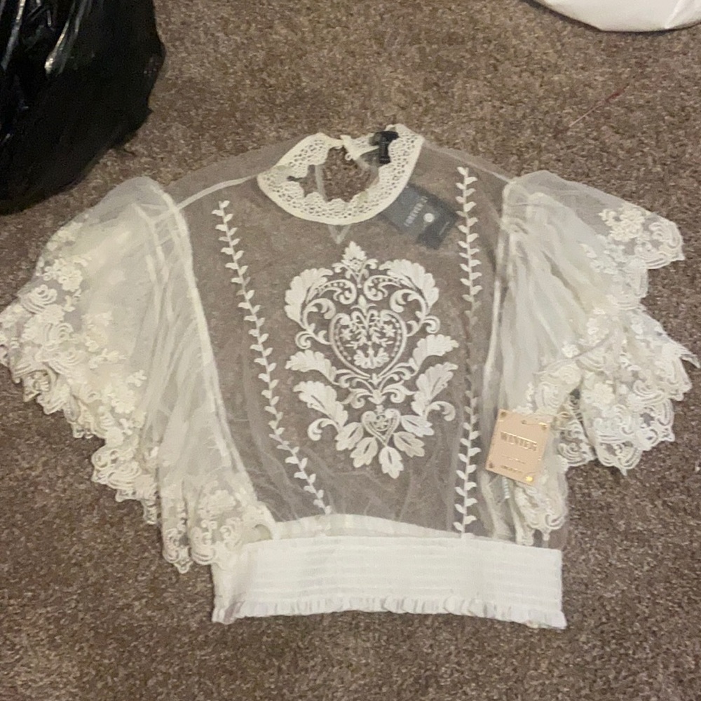 white lacey top